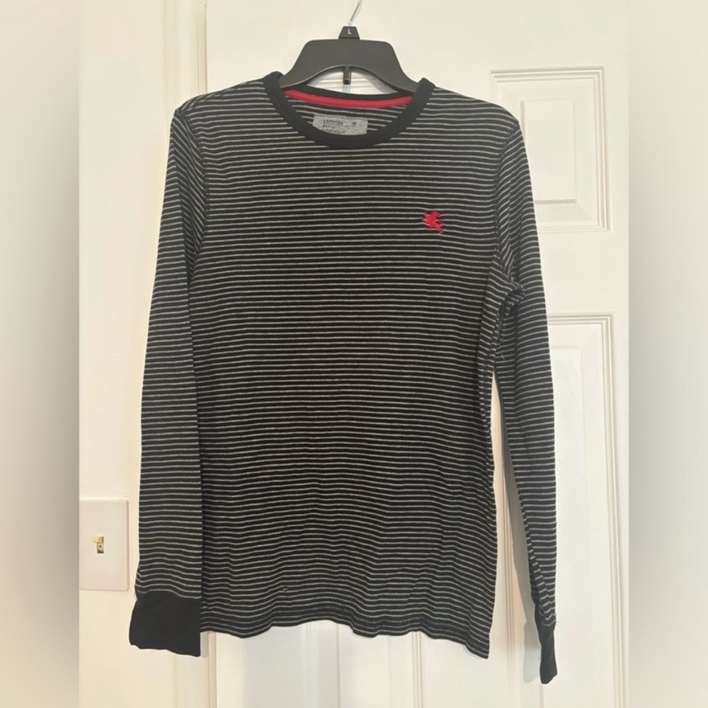 Express Black and White Striped Men's Shirt